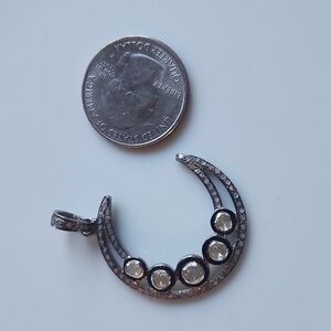 Diamond Sterling Crescent Moon Pendant